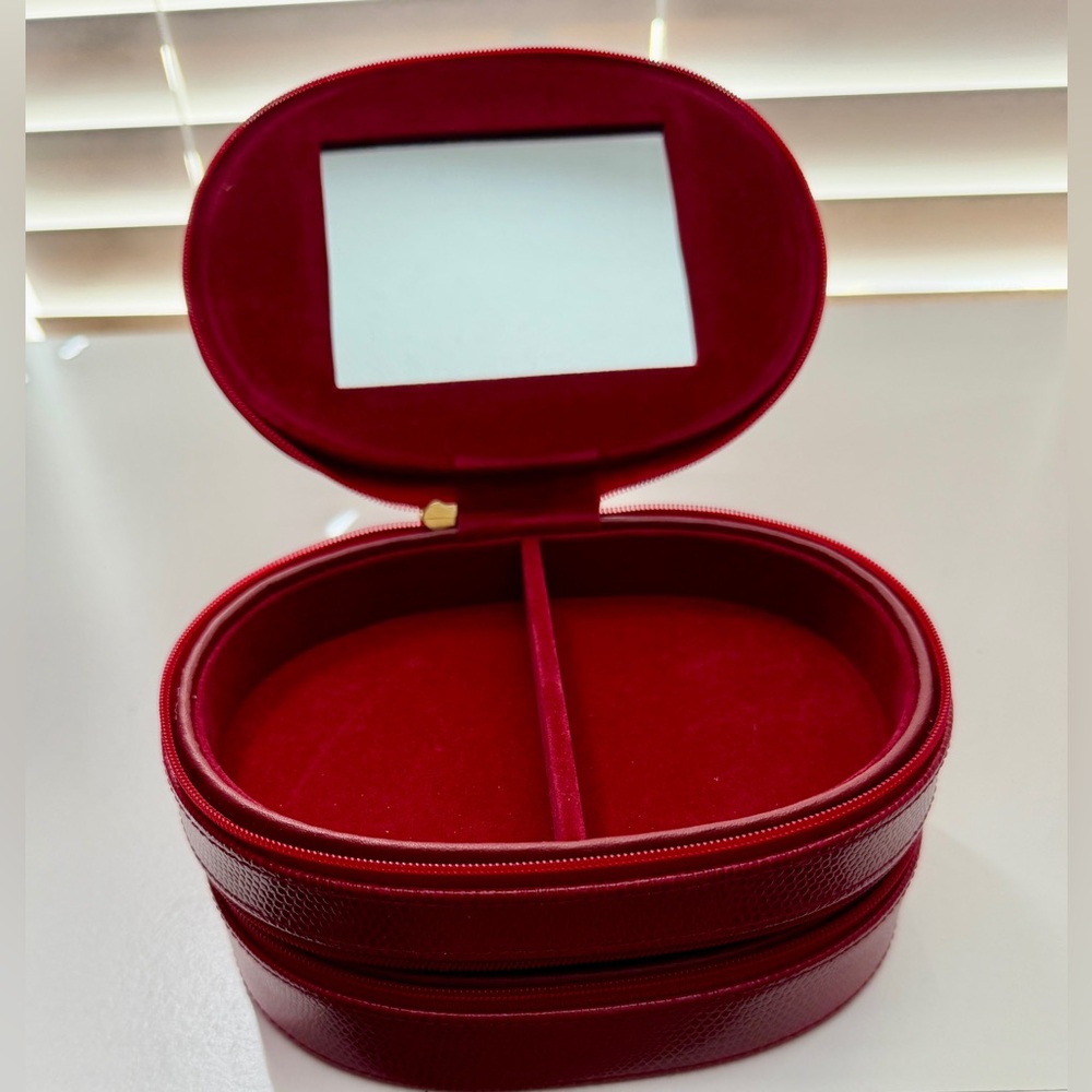 Two-Level Leather Jewelry Box, Red Lizard - Picture 9 of 12